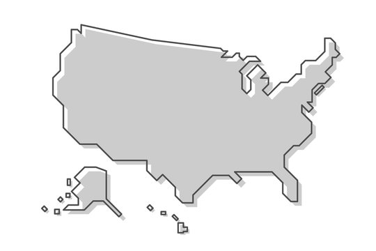 Fototapete - United States of America map . Modern simple line style . Vector .