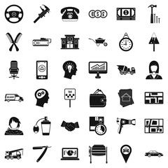 Poster - Taxi work icons set. Simple style of 36 taxi work vector icons for web isolated on white background
