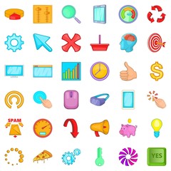 Poster - Work letter icons set. Cartoon style of 36 work letter vector icons for web isolated on white background