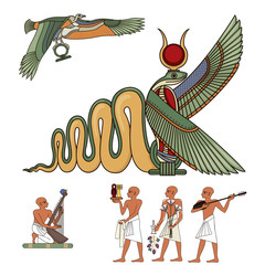 Wall Mural - Egyptian hieroglyph and symbol Ancient culture sing and design element.Pharaohs and gods colorful vector.Egypt icons set. - Vector