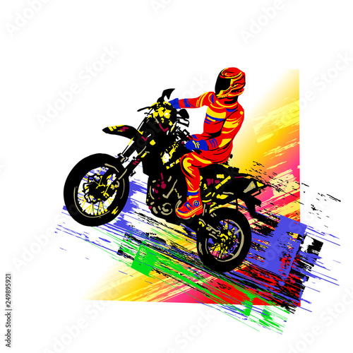 Motocross rider. Colorful v...