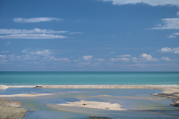 river and sea,horizon,seascape,clouds,blue,panorama,nature