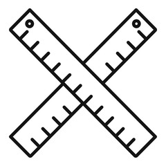 Poster - Crossed wood ruler icon. Outline crossed wood ruler vector icon for web design isolated on white background