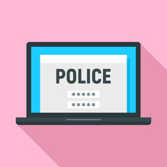 Canvas Print - Police laptop icon. Flat illustration of police laptop vector icon for web design