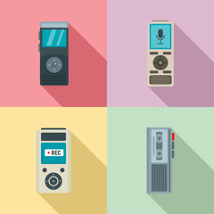 Poster - dictaphone icons set. flat set of dictaphone vector icons for web design