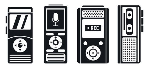 Poster - dictaphone recorder icons set. simple set of dictaphone recorder vector icons for web design on whit