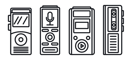 Poster - Modern dictaphone icons set. Outline set of modern dictaphone vector icons for web design isolated on white background