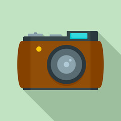 Canvas Print - Retro camera icon. Flat illustration of retro camera vector icon for web design