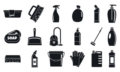 Poster - House cleaner equipment icons set. Simple set of house cleaner equipment vector icons for web design on white background