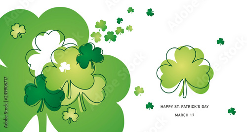 Saint Patricks Day clovers green line design landscape background Poster Mural XXL
