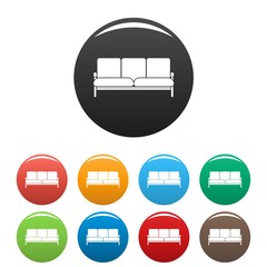Poster - Retro sofa icons set 9 color vector isolated on white for any design