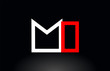 red white alphabet letter mi m i combination for logo icon design