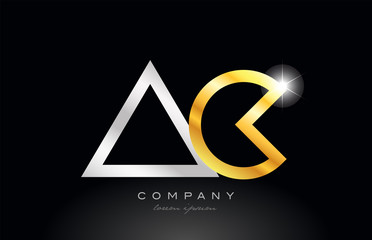 gold silver alphabet letter ac a c combination for logo icon design