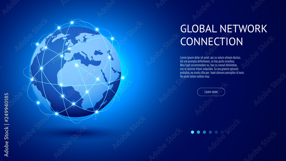 Global network connection concept. Best Internet, global business. World map point and line composition vector illustration - obrazy, fototapety, plakaty 