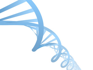 Beautiful realistic DNA blue colored double helix on white background.