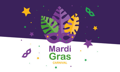  Mardi Gras carnival. Traditional holiday in many countries. Celebrated with folk festival, masquerade, party, and carnival. Shrove Tuesday. Vector poster, card, banner and background