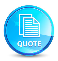 Quote (document pages icon) splash natural blue round button