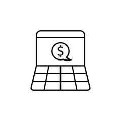 Poster - laptop, dollar, chat bubble icon. Element of marketing for mobile concept and web apps icon. Thin line icon for website design and development, app development. Premium icon