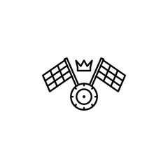 Poster - racing, flag, wheel icon. Element of motor sport for mobile concept and web apps icon. Thin line icon for website design and development