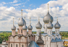 View Of The Church Domes Of The Rostov Kremlin.Yaroslavl Region.Russia