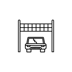 Poster - starting point, car, racing icon. Element of motor sport for mobile concept and web apps icon. Thin line icon for website design and development