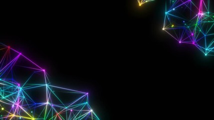 Neon Clouds.Abstract digital background. Transforming particles and lines.