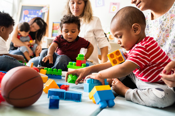  Diverse children enjoying playing with toys