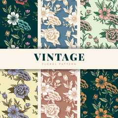 Poster - Vintage floral pattern set