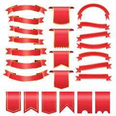 set of red arch banner icon