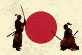 Fototapeta Mapy - Ancient Japanese Swordman, Samurai, Duel