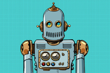 retro robot portrait