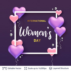 Wall Mural - 8 of March Women's Day card or banner template.