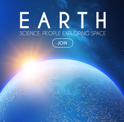 Wall Mural - eath planet in space with lights. realistic universe. cosmos background.