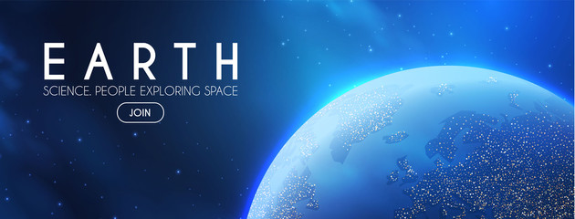 Wall Mural - eath planet in space with lights. realistic universe. cosmos background.