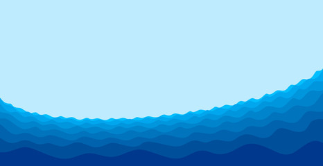 Sticker - Seascape with blue wave. 