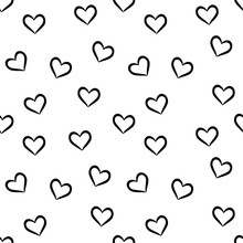 Hearts seamless pattern vector , black white vector background