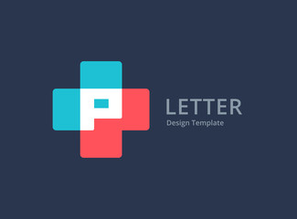 Letter P cross plus medical logo icon design template elements