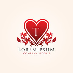 Luxury Heart T Letter Logo