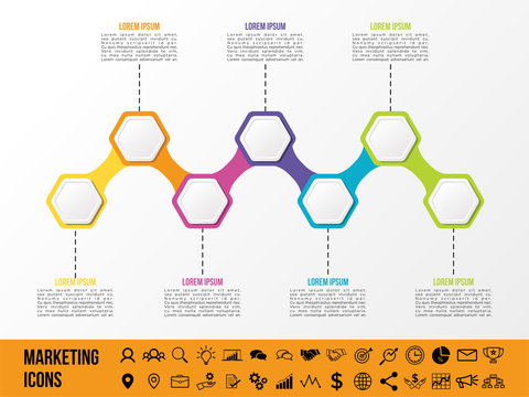 Modern Vector Infographics Elements Design Template. Business Data Visualization Infographics Timeline with Marketing Icons most useful can be used for workflow, presentation, diagrams, annual reports