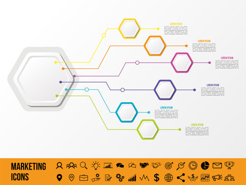 Modern Vector Infographics Elements Design Template. Business Data Visualization Infographics Timeline with Marketing Icons most useful can be used for workflow, presentation, diagrams, annual reports