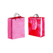 Set of Pink shopping bags. Watercolor illustration isolated on white background. vector