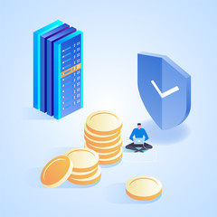 Poster - internet banking. online payment security transaction. vector isometric illustration