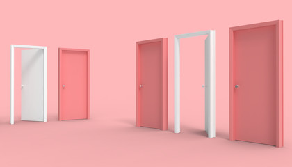 Door red Minimal idea space room and creative Background - 3d rendering