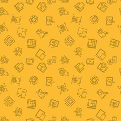 Poster - vector mobile app development yellow seamless pattern in thin line style