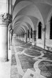 Diminishing perspective in a colonnade in Venice