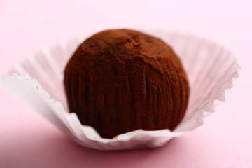 Wall Mural - Chocolate truffle on pink