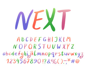 Fototapete - Modern Alphabet hand written design. Vector letters, numbers and punctuation marks