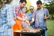 © NDABCREATIVITY - Friends enjoying bbq party and smiling in nature