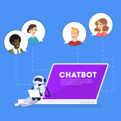 Poster - communication with a chatbot concept. customer service