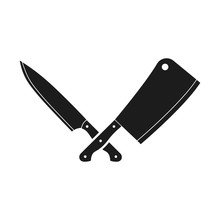 Crossed Butcher Knifes. Vector Illustration.